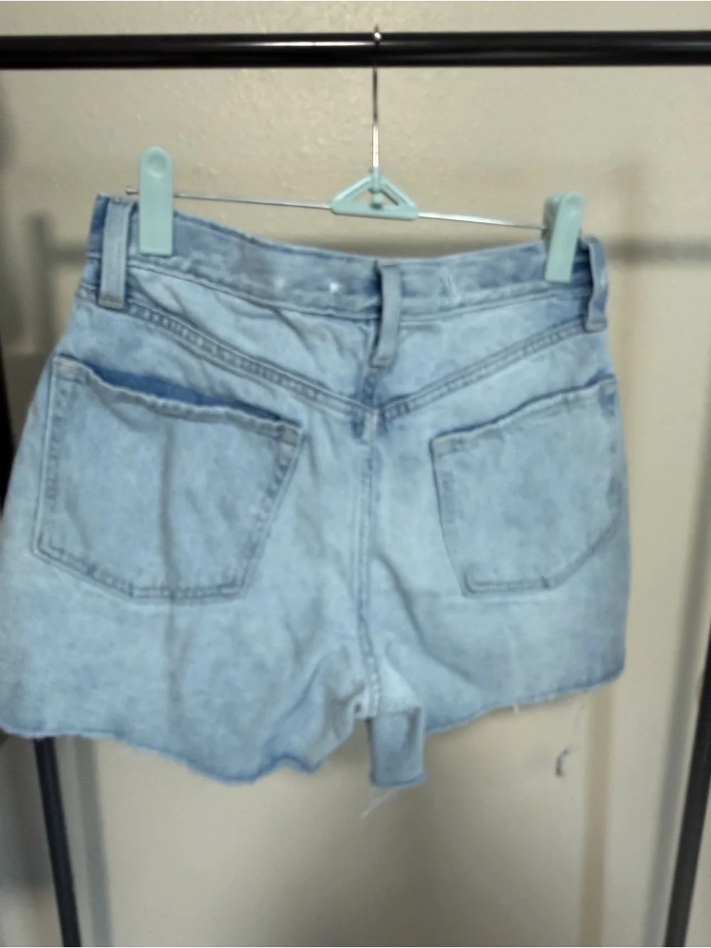 Old Navy Light Blue Denim Cutoff Shorts with Small Floral Embroidery
